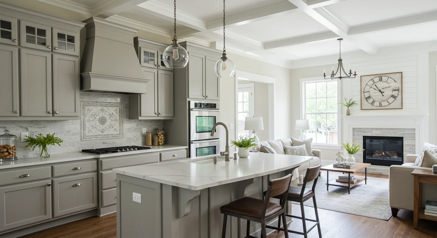 Professional home remodeling planning with blueprints and design elements