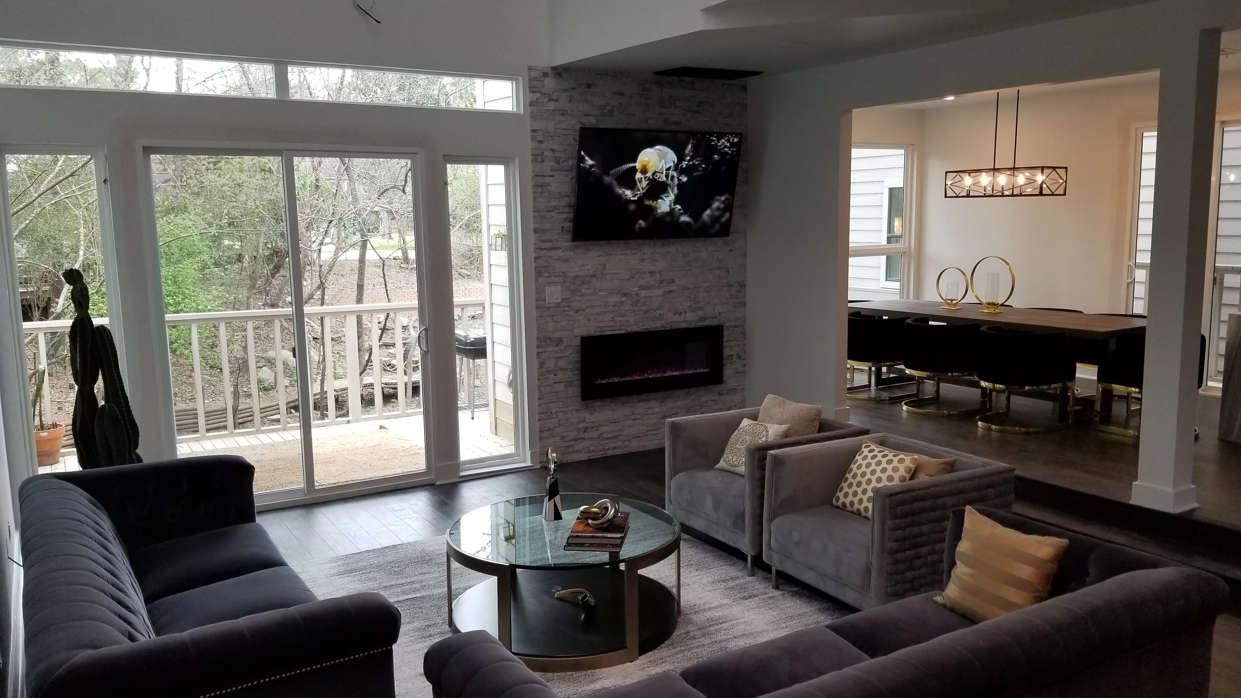 Open concept home interior with spacious living area and modern design