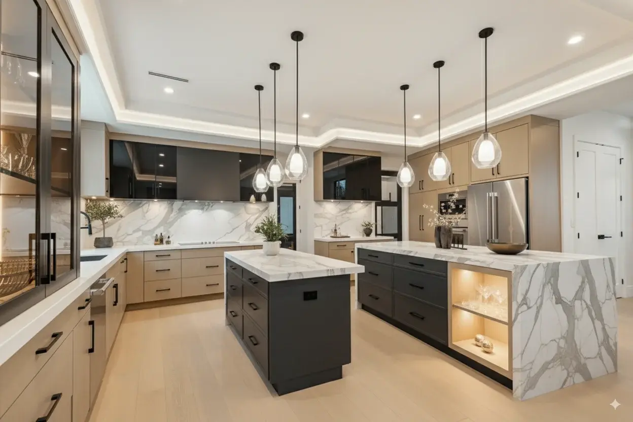 Luxury Kitchen Remodeling Houston - Custom Cabinetry and Quartz Countertops by Levi Homes