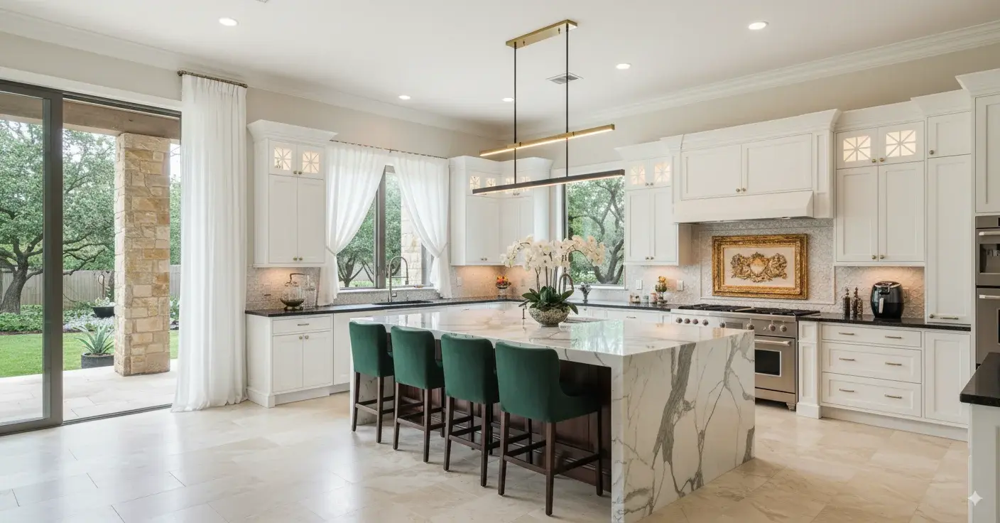 Elegant Kitchen Renovation Houston - High-End Appliances and Custom Island by Levi Homes