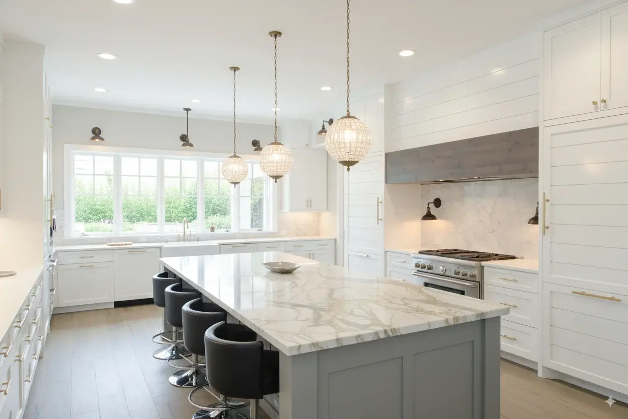 Modern White Kitchen Transformation Houston - Clean Lines and Subway Tile by Levi Homes