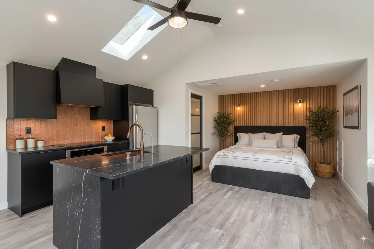 Garage Conversion Houston - Home Office Transformation with Custom Built-ins